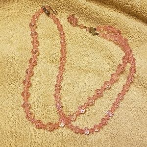 Double Strand Pink Crystal Necklace